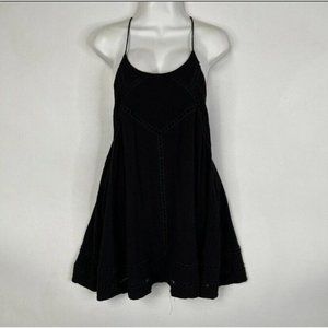 Lulus Womans Size XS Dress Mini Swing Racerback‎ Black Eyelet Scoop Neck Linen